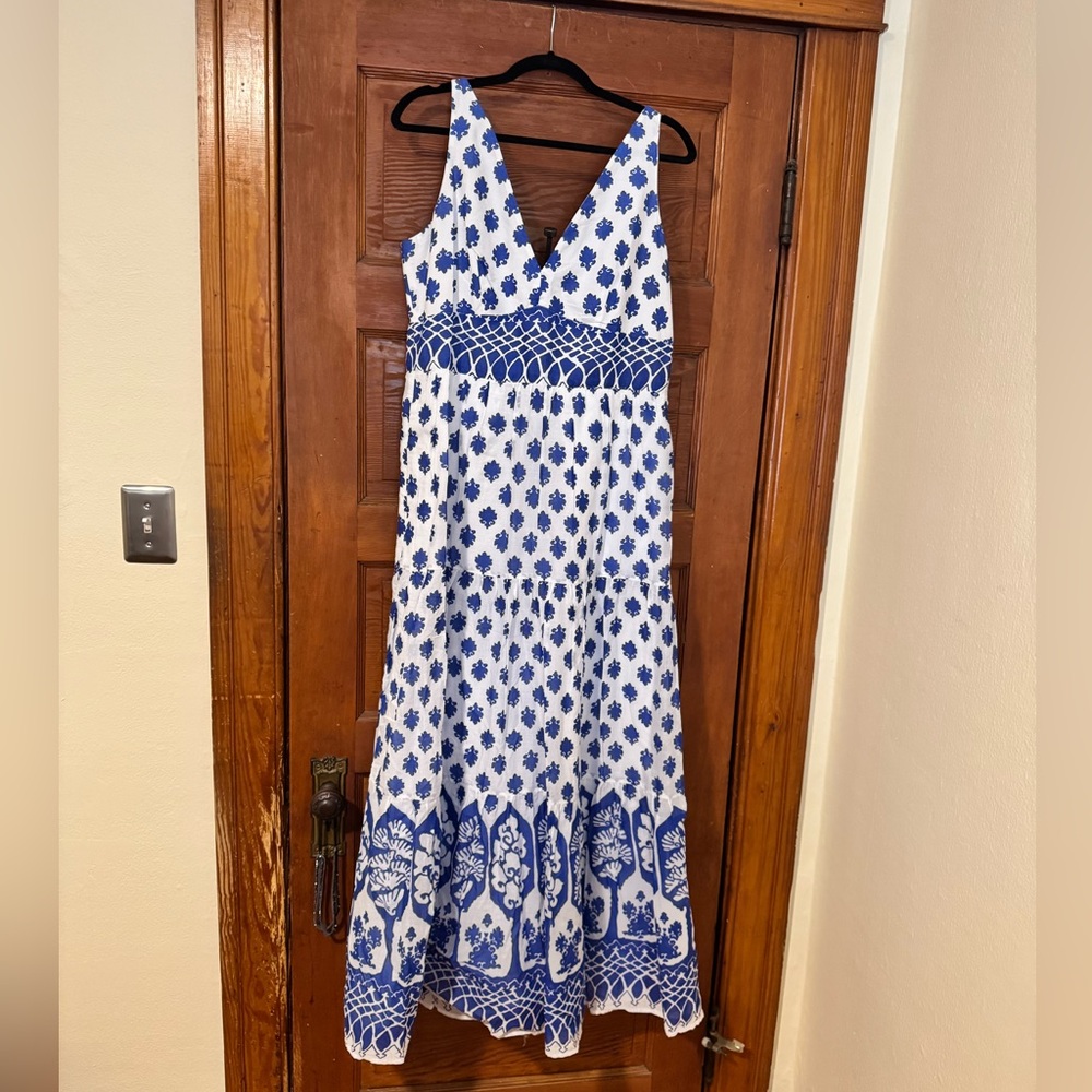 J. Crew Blue and White Floral Maxi Dress